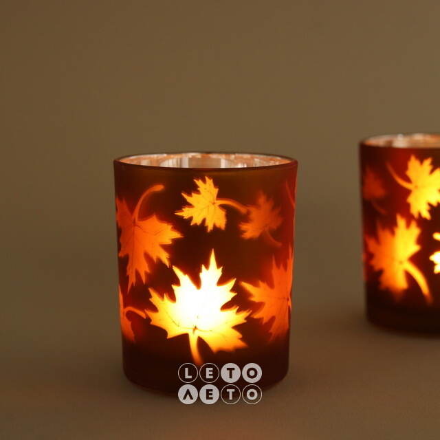 Стеклянный подсвечник Maple Joy 8 см охровый Boltze