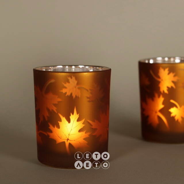 Стеклянный подсвечник Maple Joy 8 см охровый Boltze