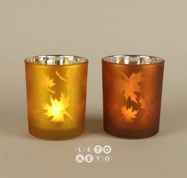 Стеклянный подсвечник Maple Joy 8 см охровый Boltze