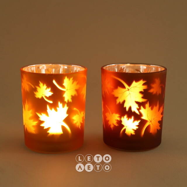 Стеклянный подсвечник Maple Joy 8 см охровый Boltze