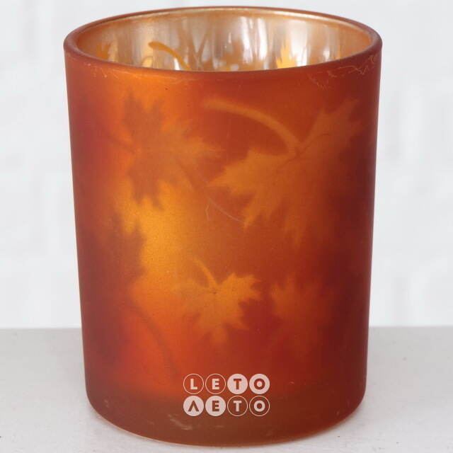 Стеклянный подсвечник Maple Joy 8 см охровый Boltze