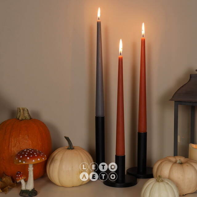Высокие свечи 30 см Андреа Velvet графитово-серые, 5 шт Candleslight