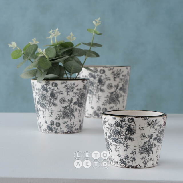 Набор керамических кашпо De Fleurs 9-15 см, 3 шт Boltze
