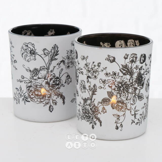 Набор стеклянных подсвечников De Fleurs: Peony 8-10 см, 2 шт Boltze