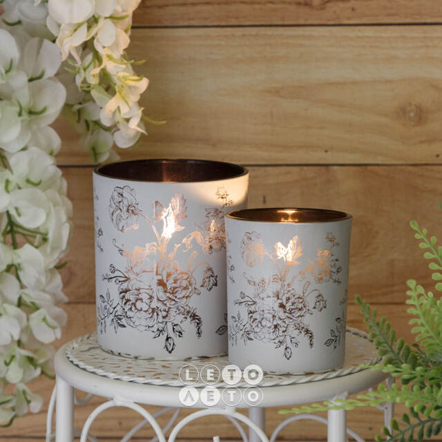 Набор стеклянных подсвечников De Fleurs: Peony 8-10 см, 2 шт Boltze