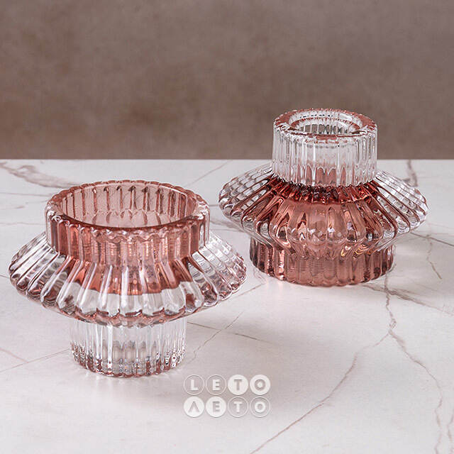 Стеклянный подсвечник Prezioso Rosato 6 см, двусторонний Boltze (Больтце)