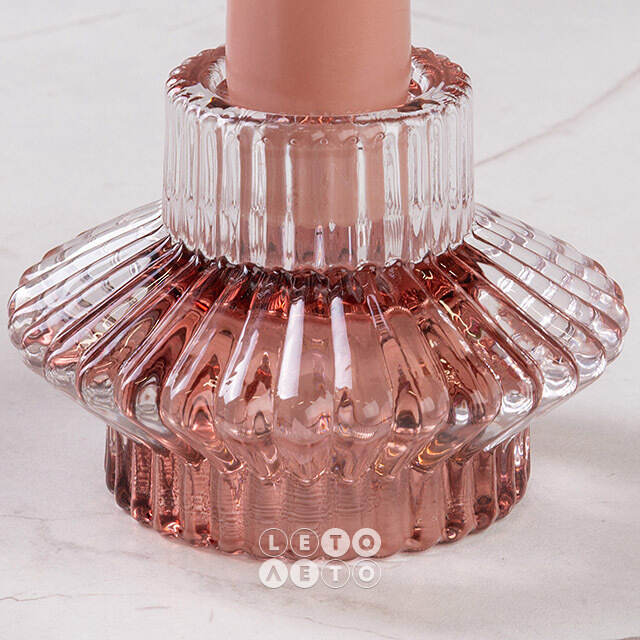Стеклянный подсвечник Prezioso Rosato 6 см, двусторонний Boltze (Больтце)