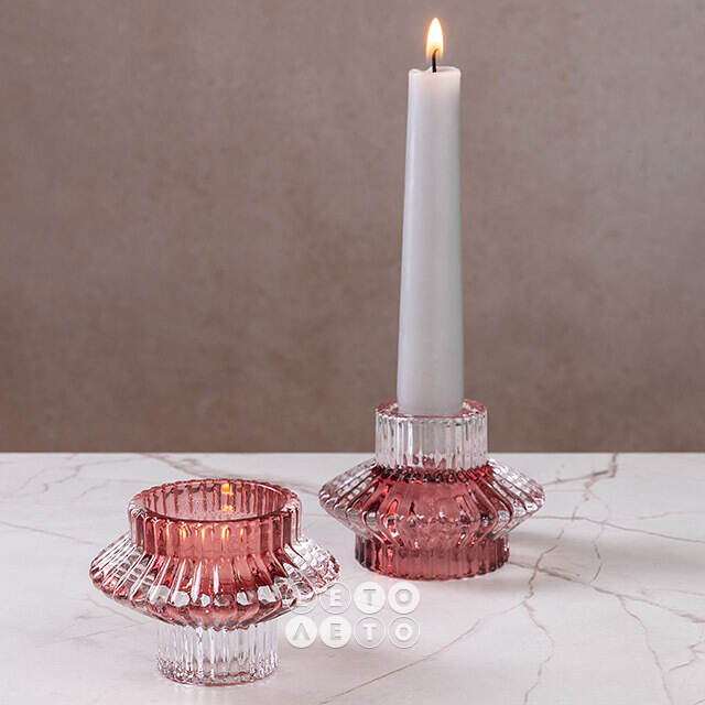 Стеклянный подсвечник Prezioso Rose 6 см, двусторонний Boltze (Больтце)