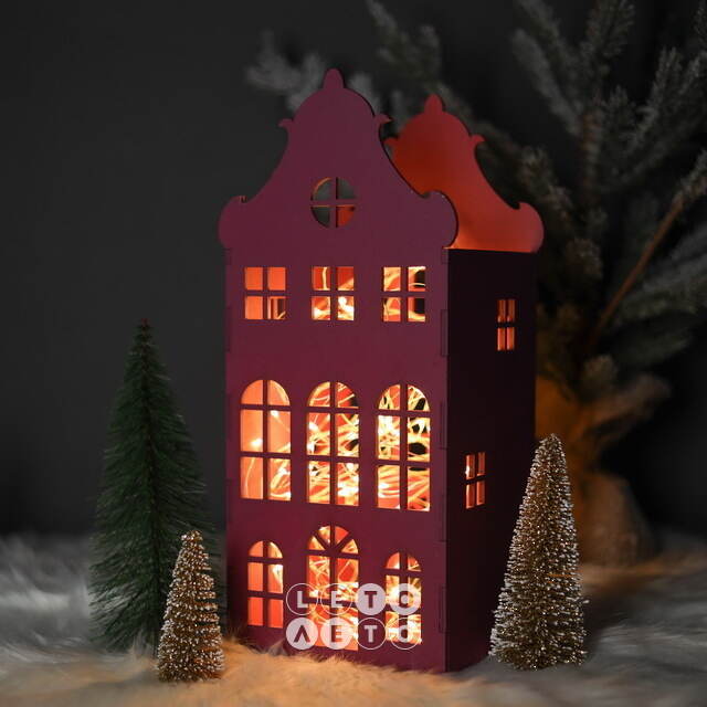 Декоративный домик Амстердам 37 см сливовый Christmas Apple
