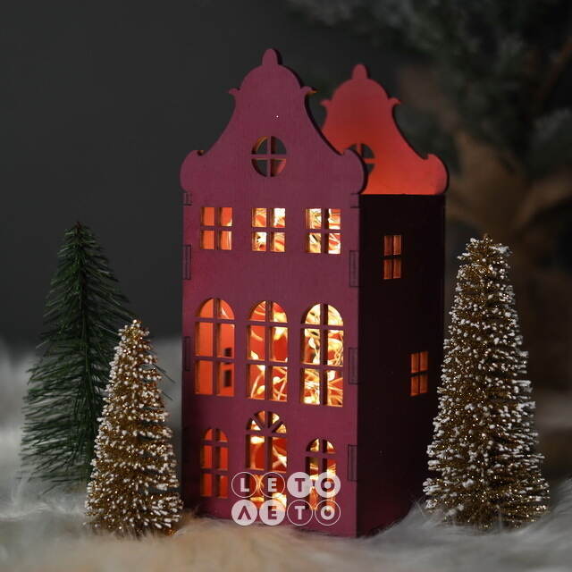 Декоративный домик Амстердам 20 см сливовый Christmas Apple