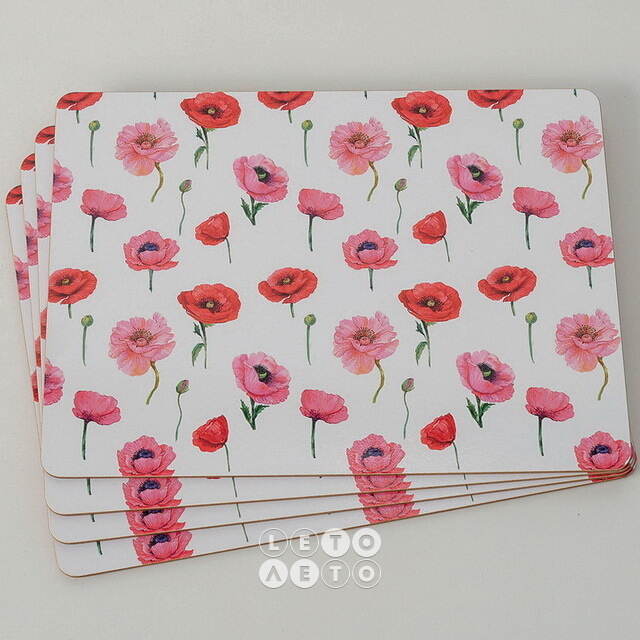 Набор плейсматов Poppy Field 40*30 см, 4 шт Boltze