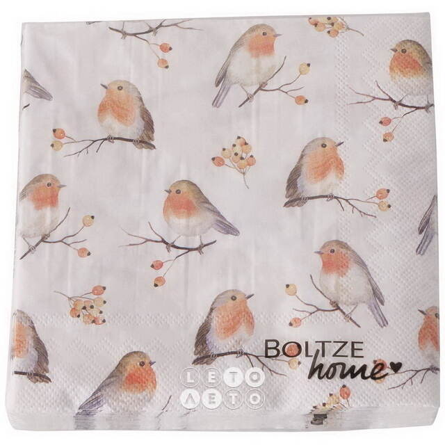 Бумажные салфетки Стая Снегирей 17*17 см, 20 шт Boltze