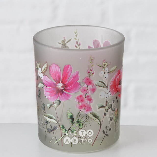 Набор стеклянных подсвечников Valdivia Flowers 8-10 см, 2 шт Boltze