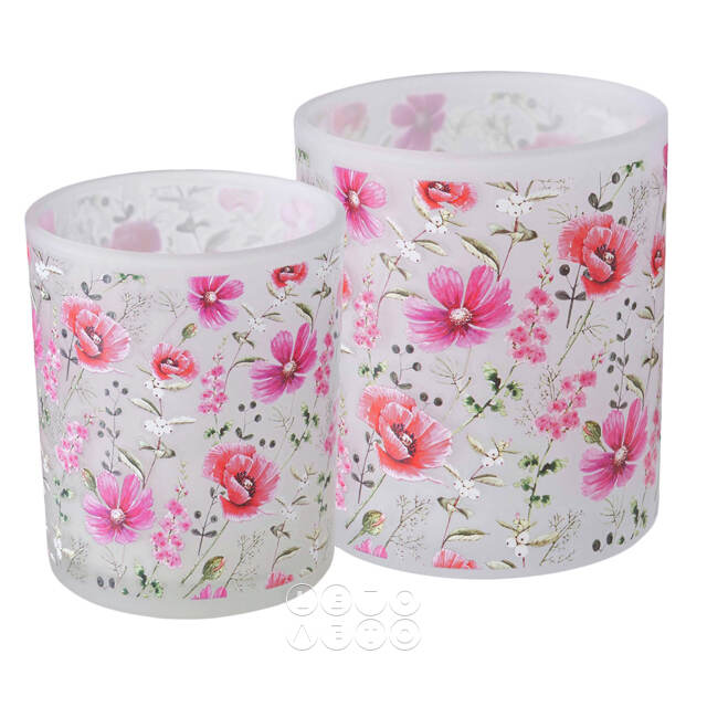 Набор стеклянных подсвечников Loncoche Flowers 8-10 см, 2 шт Boltze