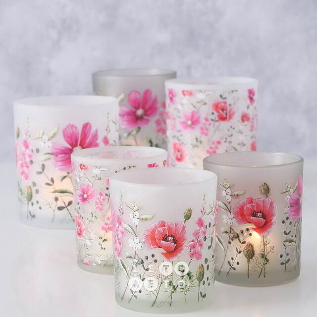 Набор стеклянных подсвечников Valdivia Flowers 8-10 см, 2 шт Boltze