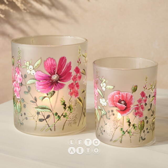 Набор стеклянных подсвечников Valdivia Flowers 8-10 см, 2 шт Boltze (Больтце)