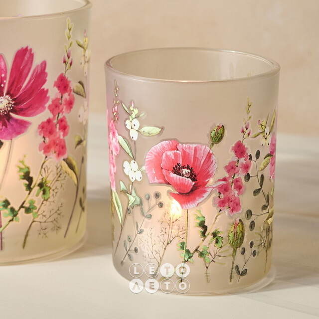 Набор стеклянных подсвечников Valdivia Flowers 8-10 см, 2 шт Boltze (Больтце)