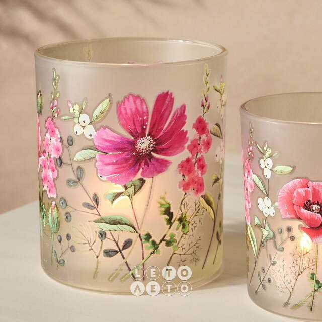 Набор стеклянных подсвечников Valdivia Flowers 8-10 см, 2 шт Boltze (Больтце)