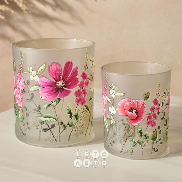 Набор стеклянных подсвечников Valdivia Flowers 8-10 см, 2 шт Boltze (Больтце)