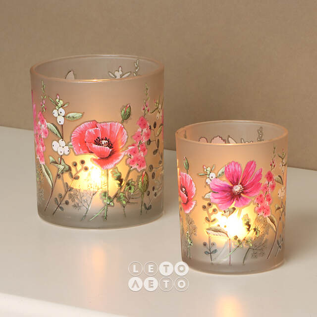 Набор стеклянных подсвечников Valdivia Flowers 8-10 см, 2 шт Boltze