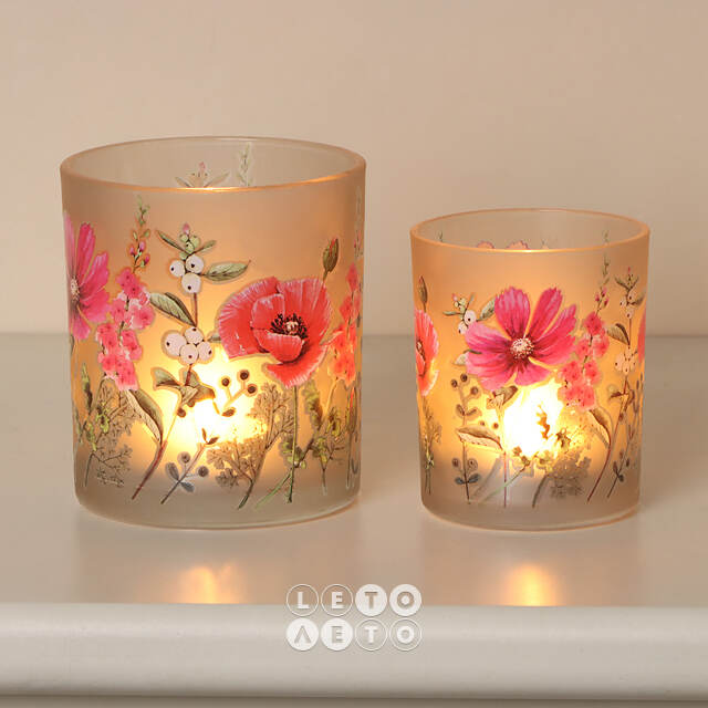 Набор стеклянных подсвечников Valdivia Flowers 8-10 см, 2 шт Boltze