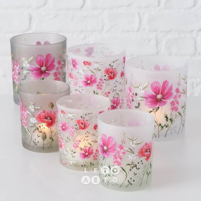 Набор стеклянных подсвечников Valdivia Flowers 8-10 см, 2 шт Boltze