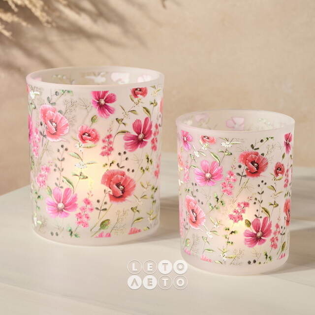 Набор стеклянных подсвечников Loncoche Flowers 8-10 см, 2 шт Boltze (Больтце)