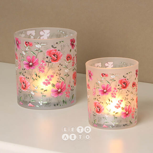 Набор стеклянных подсвечников Loncoche Flowers 8-10 см, 2 шт Boltze