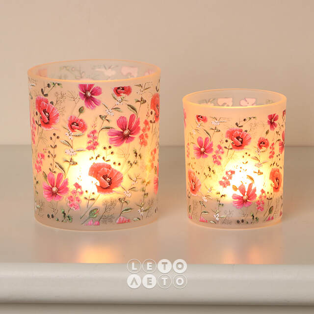 Набор стеклянных подсвечников Loncoche Flowers 8-10 см, 2 шт Boltze