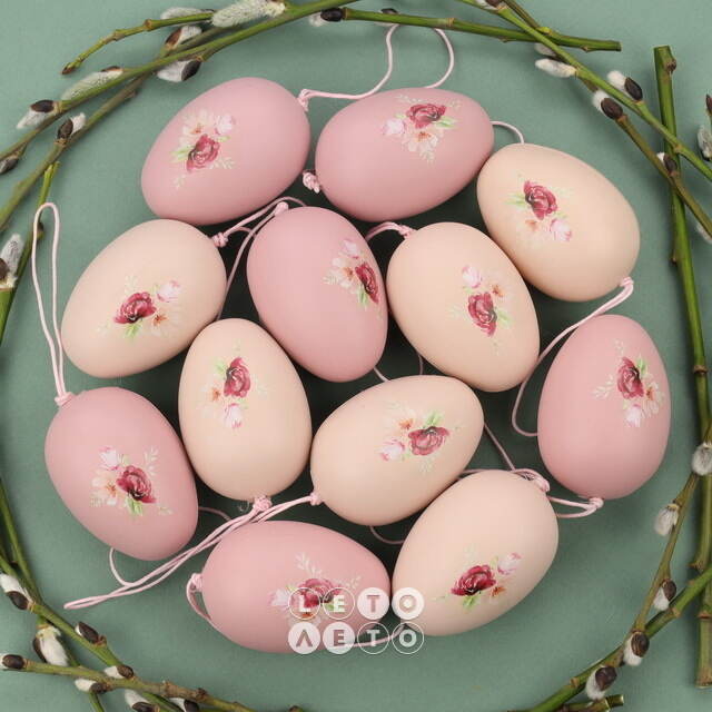 Пасхальные украшения Яйца Tenero Easter 6 см, 12 шт, подвеска Boltze