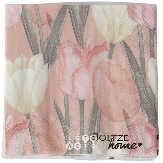 Бумажные салфетки Тюльпаны - Montuella la Piedra 17*17 см розовые, 20 шт Boltze
