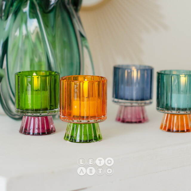 Набор стеклянных подсвечников Summer Glance 8 см, 4 шт Boltze