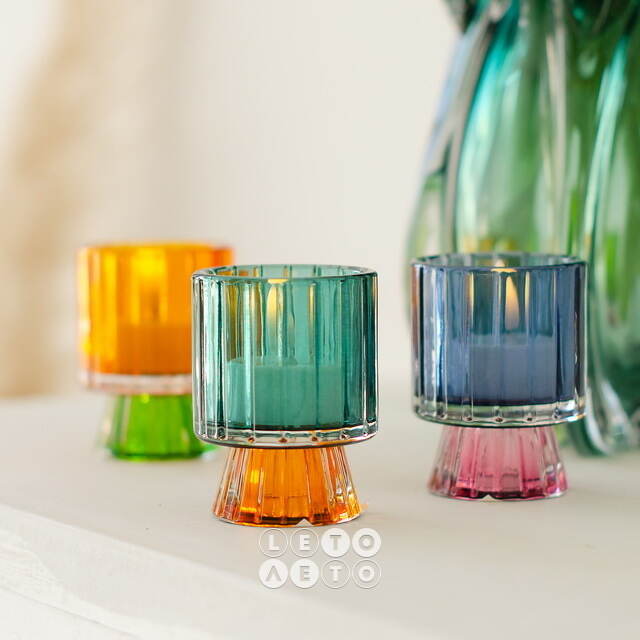 Набор стеклянных подсвечников Summer Glance 8 см, 4 шт Boltze
