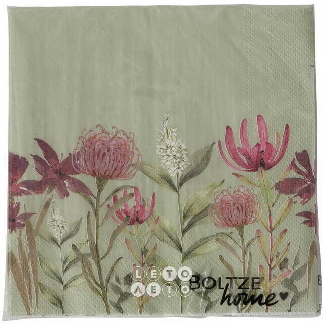 Бумажные салфетки Flore Lumea 17*17 см зеленые, 20 шт Boltze