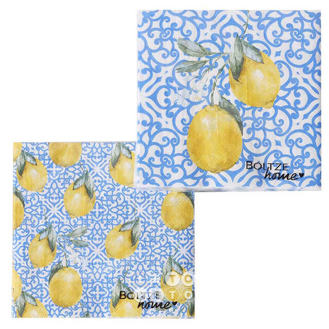 Бумажные салфетки Capri: Lemon a twig 17*17 см, 20 шт Boltze