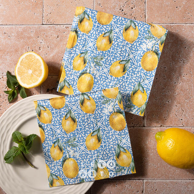 Бумажные салфетки Capri: Lemons 17*17 см, 20 шт Boltze