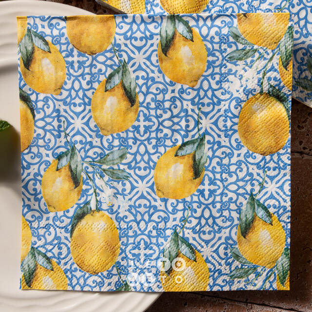 Бумажные салфетки Capri: Lemons 17*17 см, 20 шт Boltze