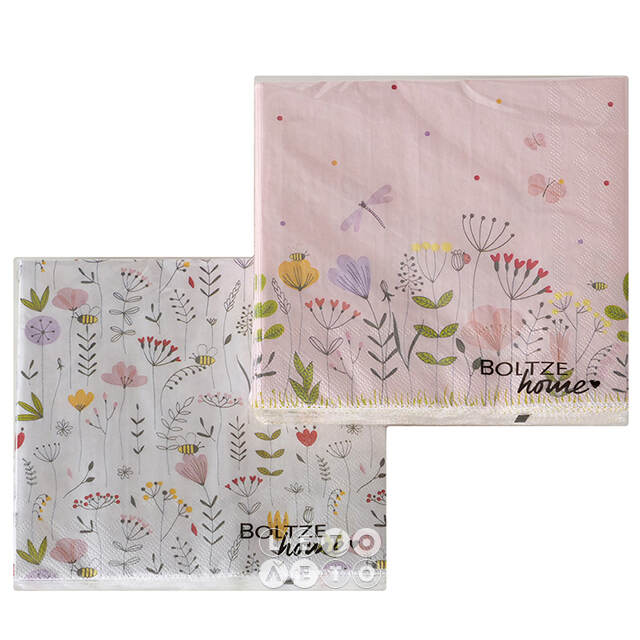 Бумажные салфетки Floweret 17*17 см белые, 20 шт Boltze