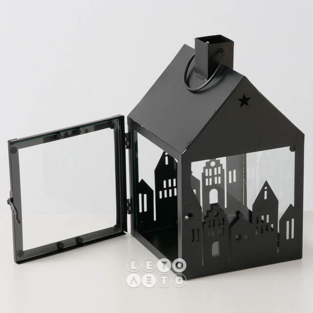 Декоративный подсвечник-фонарь Omaha 24 см черный Boltze
