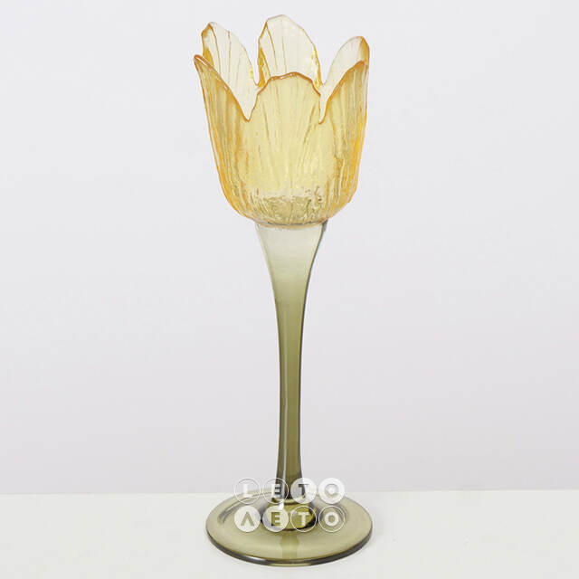 Набор стеклянных подсвечников Spring Tulip 24 см, 3 шт Boltze