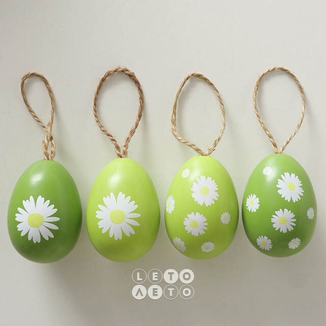 Пасхальные украшения Яйца White Daisy 6 см, 4 шт, подвеска  Boltze