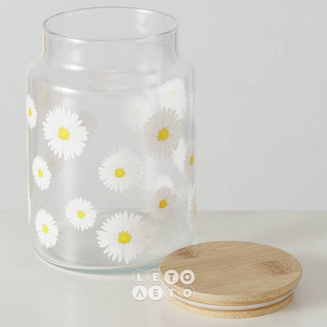 Стеклянная банка для хранения Field Chamomile 14 см Boltze
