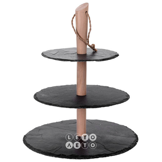 Этажерка трехуровневая для сервировки закусок 36*30 см, сланец Koopman