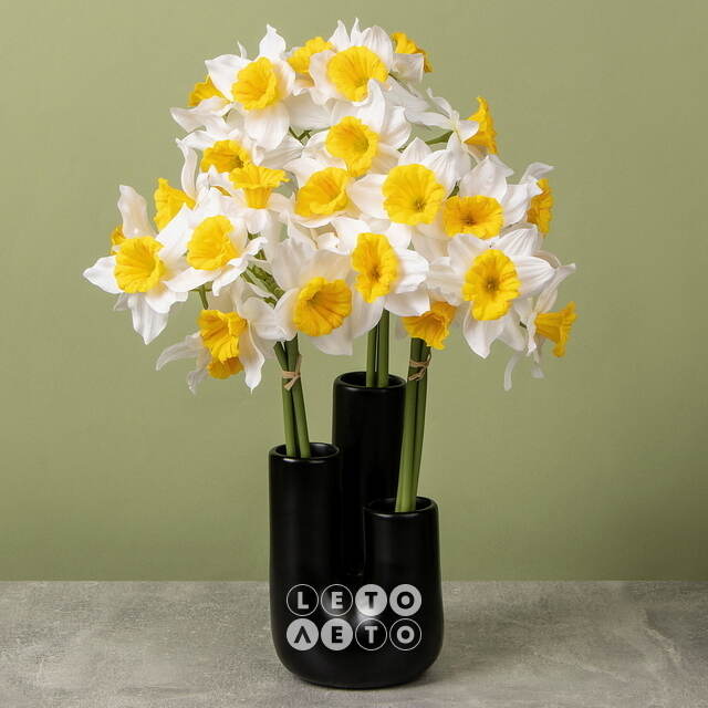 Искусственный букет Нарцисс - Sunny Mood 40 см желтый, 3 шт EDG