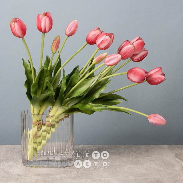 Силиконовые тюльпаны Spring Sun 5 шт, 40 см розовые EDG