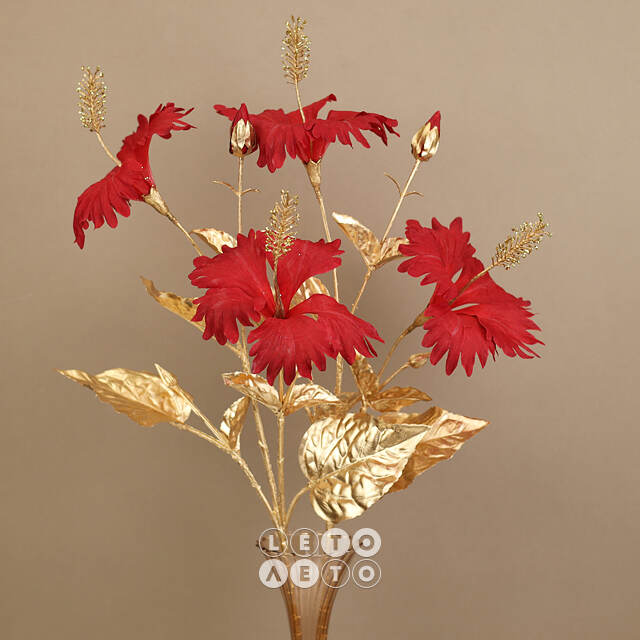 Искусственная ветка Hibiscus Chiara 68 см красная EDG