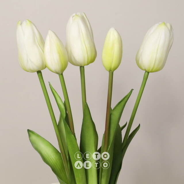 Силиконовые тюльпаны Principe Bianco 5 шт, 40 см EDG
