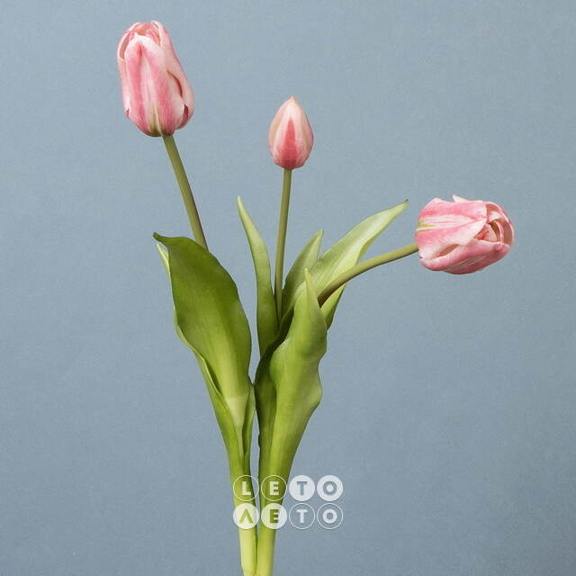 Силиконовые тюльпаны Loving Heart 3 шт, 48 см нежно-розовые EDG