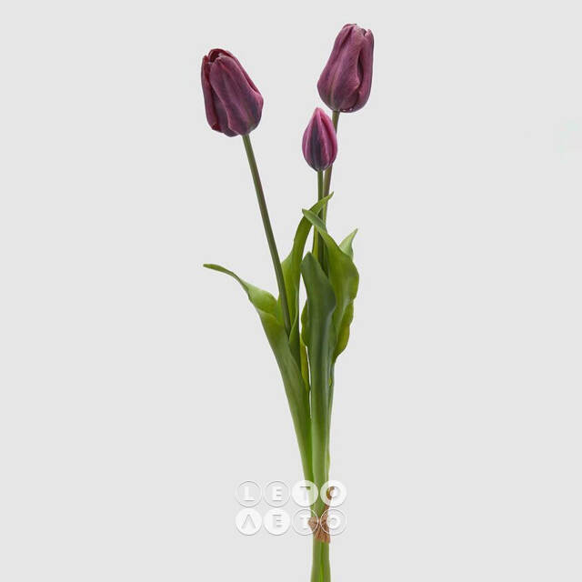 Силиконовые тюльпаны Loving Heart 3 шт, 48 см фиолетовые EDG