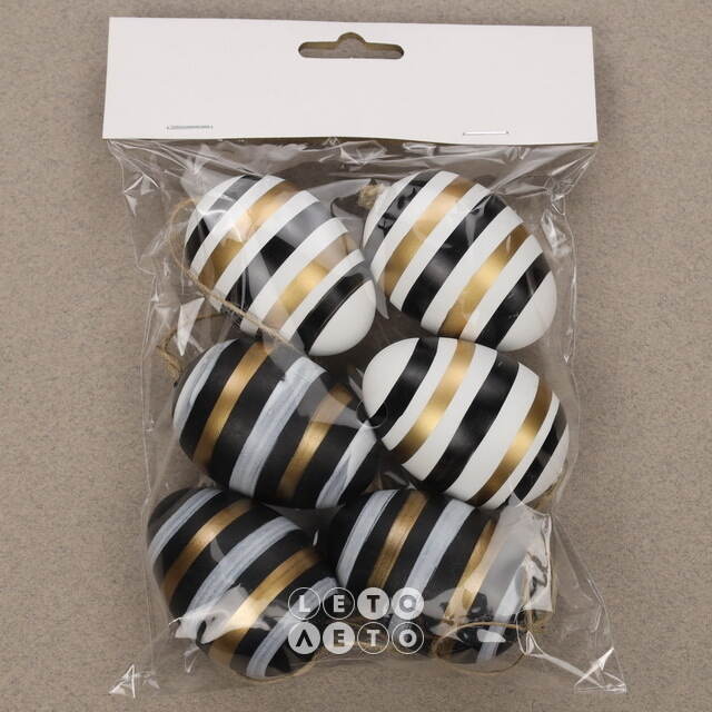 Пасхальные подвески Яйца - Glamorous Stripes 6 см, 6 шт Breitner